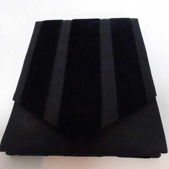 JEAN LOUIS SCHERRER Velvet Satin Stripe Art Deco Evening Bag +Box Vintage - Picture 6 of 15